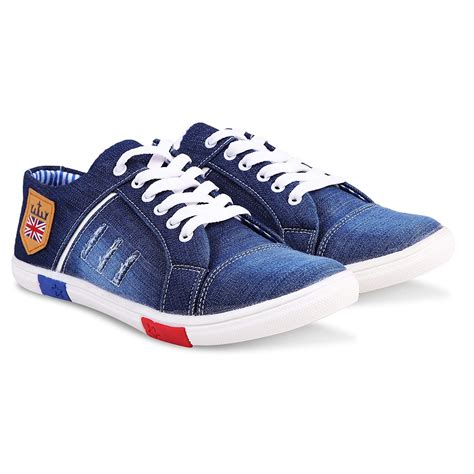 Price: INR 399.00 - 499.00 Zovim Men's Denim Jeans Sneakers Casual Shoes - Blue | Mens sneakers ...