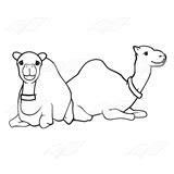 Abeka | Clip Art | Camels Lying Down—with red and blue collars