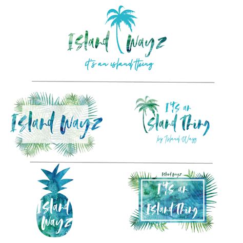 Tropical Branding Kit Logo Design Inspiration Idea Turquoise blue green palmtrees ocean Brand ...