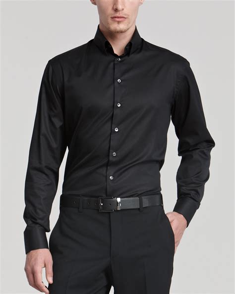 Lyst - Giorgio Armani Woven Dress Shirt in Black for Men