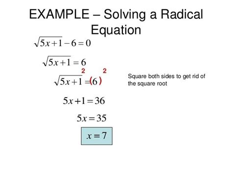 7.7 Solving Radical Equations