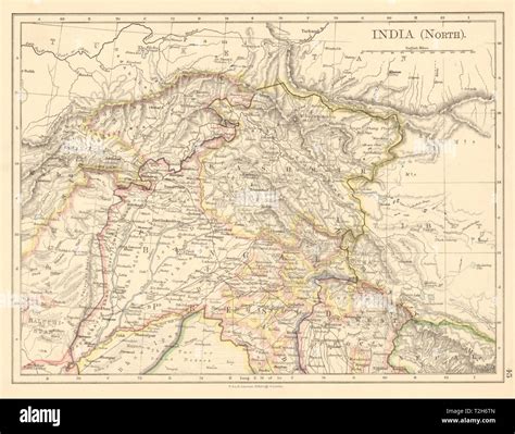 BRITISH INDIA NORTH Jammu Kashmir Punjab Himalayas JOHNSTON 1892 old ...