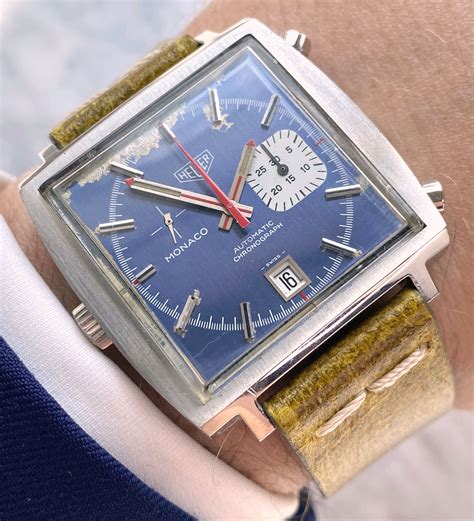 Serviced Vintage Heuer Monaco Chronograph Blue Dial 1533 | Vintage ...