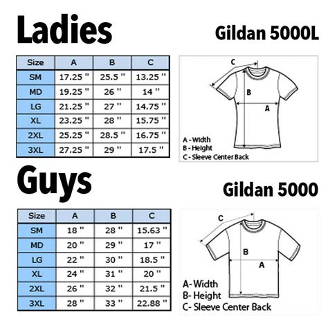 Gildan Adult Size Chart