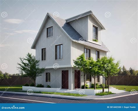 Minimalist White House Exterior in Realistic Environment Stock ...