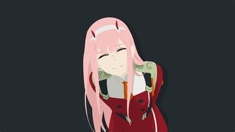 Download minimal, pink hair, darling in the franxx, zero two 1920x1080 hd wallpaper