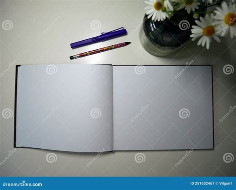 Bloc De Notas Para Dibujar Y Escribir. Hojas De Papel Diario Fotografía ...