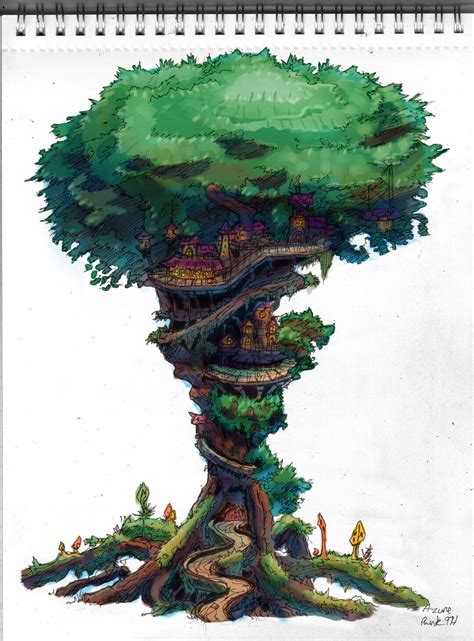 ArtStation - Tree Village Sketch