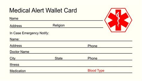 Professional Medical Alert Wallet Card Template | Medical emergency ...