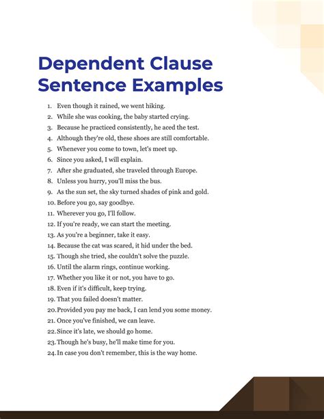 Dependent Clause Sentence - 99+ Examples, PDF, Tips