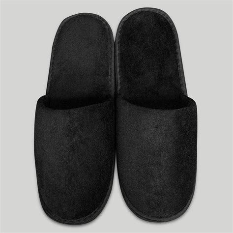 Men :: Slippers :: Terry Slippers :: Black Closed Toe Adult Velour Slippers - Wholesale ...