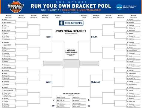 Ncaa Basketball Printable Bracket