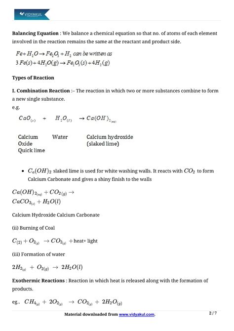 Class 10th Science Chemicals Reactions And Equations NCERT Notes CBSE 2023