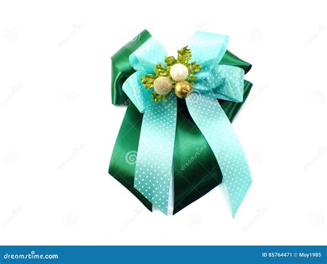 Classic Green Present Bow Isolated On White Background Stock Image ...