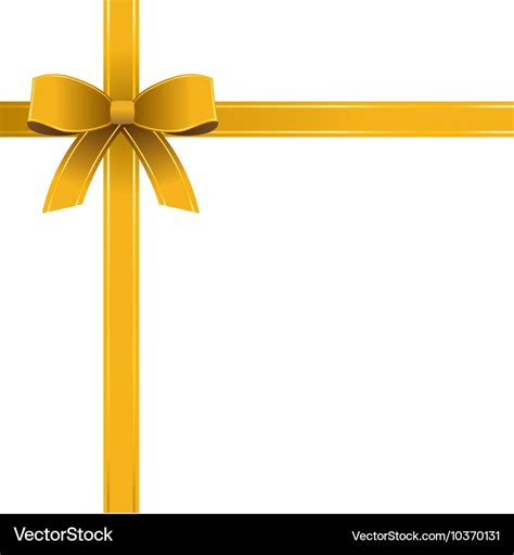 Romantic Gold Ribbon Bow Isolated On White Vector Image