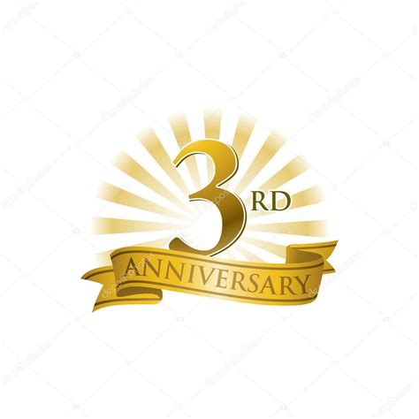 3rd anniversary ribbon logo with golden rays of light Stock Vector Image by ©ariefpro #113098678