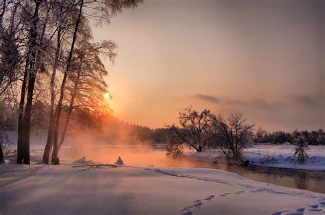 Wallpaper : morning, dawn, rising, december, snow, winter, traces 2560x1700 - goodfon - 676798 ...