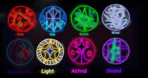 six different types of neon lights in the shape of stars and circles with names on them