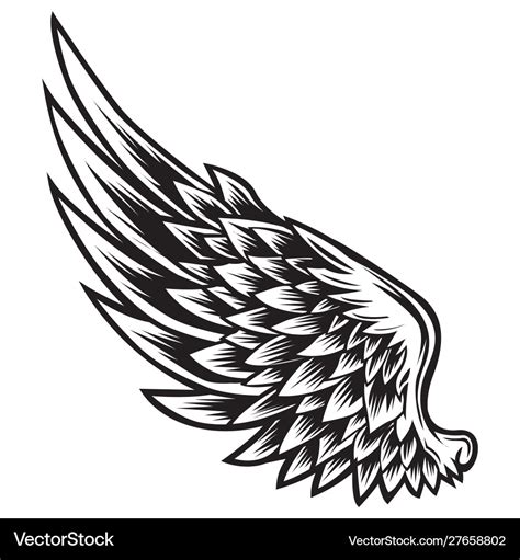 Wings bird black white 011 Royalty Free Vector Image