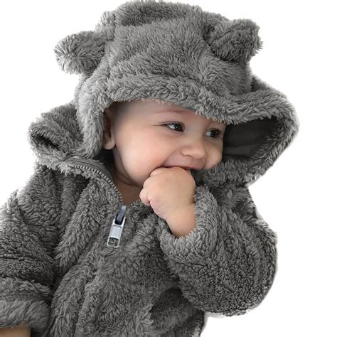 Toddler Baby Boys Girls Fur Hoodie solid full with Zipper coat Winter Warm Coat Jacket Cute ...