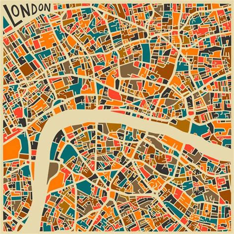 Modern Abstract City Maps London Map Art, London Art Print, London City, Abstract City, Colorful ...