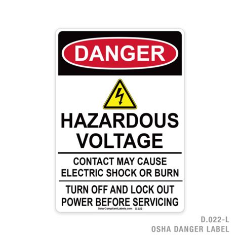 DANGER - HAZARDOUS VOLTAGE - 022 OSHA LABEL | SOLAR COMPLIANT LABELS