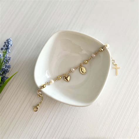 Virgin Mary Rosary Bracelet 18K Gold Plated Catholic - Etsy