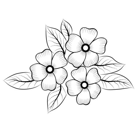 Free Vector line art and hand drawing flower art black and white flat design simple flower ...