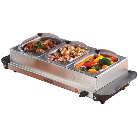 Brentwood 97092792M BF-315 Triple Buffet Server with Warming Tray