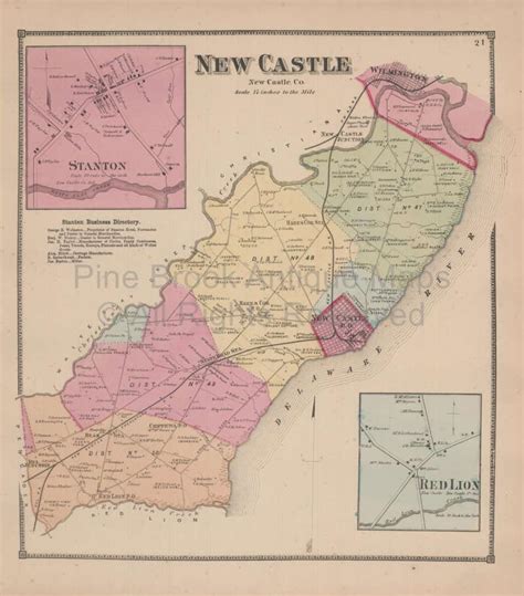 New Castle Delaware Antique Map Beers 1868 | New castle delaware ...