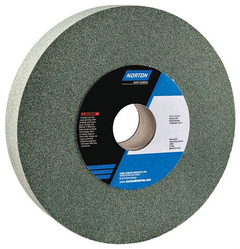 NORTON Type 1 Silicon Carbide Straight Grinding Wheel, 10 in, 2 in Arbor Hole Size, 60 Grit ...