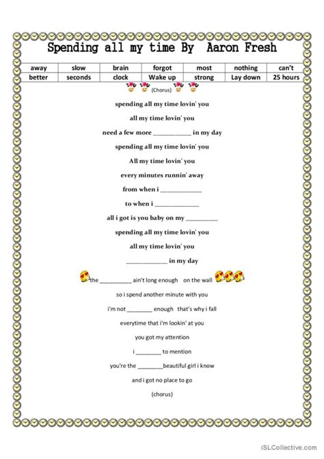 Spending all my time: English ESL worksheets pdf & doc