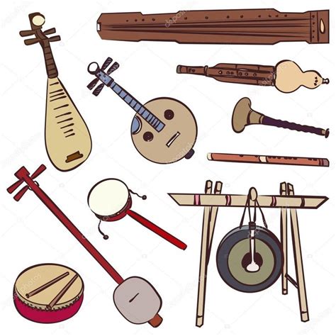 Descargar - Instrumentos musicales tradicionales chinos — Ilustración ...