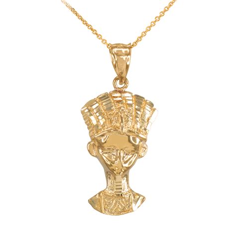 Gold Egyptian Queen Nefertiti Pendant Necklace