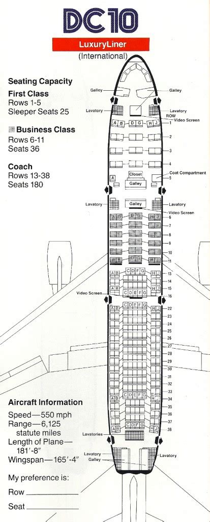 Vintage Airline Seat Map: American Airlines International DC-10-30 ...