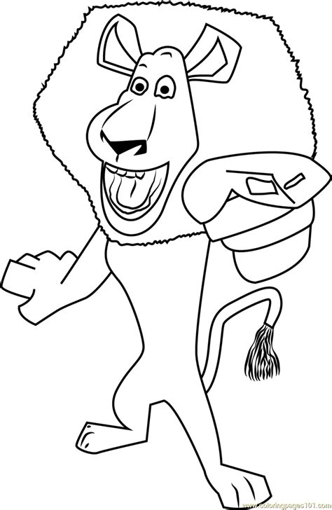 Alex the Lion Coloring Page for Kids - Free Madagascar 3: Europe's Most Wanted Printable ...