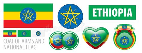 Vector Set of the Coat of Arms and National Flag of Ethiopia Stock Vector - Illustration of ...