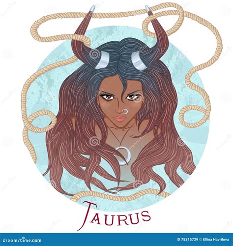 Astrological Sign of Taurus As a Beautiful African American Girl Stock Vector - Illustration of ...