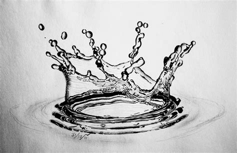 Water Droplet Pencil Sketch ~ Water Drawings Realistic Drawing Drops Pencil Draw Glass Splashing ...