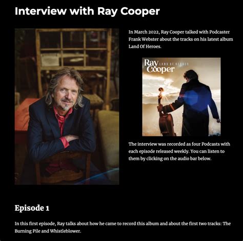 Podcast Interviews. Episode 1 – Ray Cooper