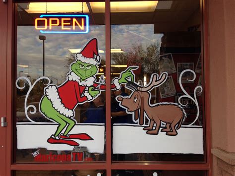 Grinch Painted Christmas windows Phoenix az | Christmas window painting ...