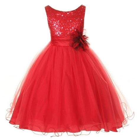 Tyllkjole med paljetter, rød | Red flower girl dresses, Flower girl ...