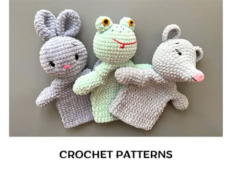 Crochet Animals Hand Puppets Patterns Set 3 in 1 Amigurumi Field ...