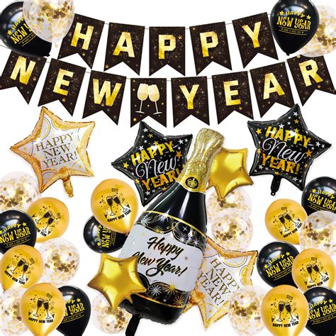 Buy New Years Eve Decorations 2023,Happy New Year Decorations 2023 Black Gold New Year Balloons ...