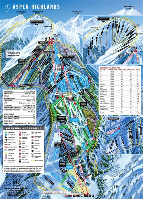 Aspen Highlands Ski Trail Map | Colorado Ski Resort Maps