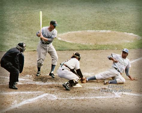 Jackie Robinson Stealing Home In Color