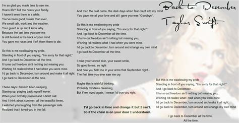 Taylor Swift - Back to December lyrics by Sapphire-Arkenstone on DeviantArt