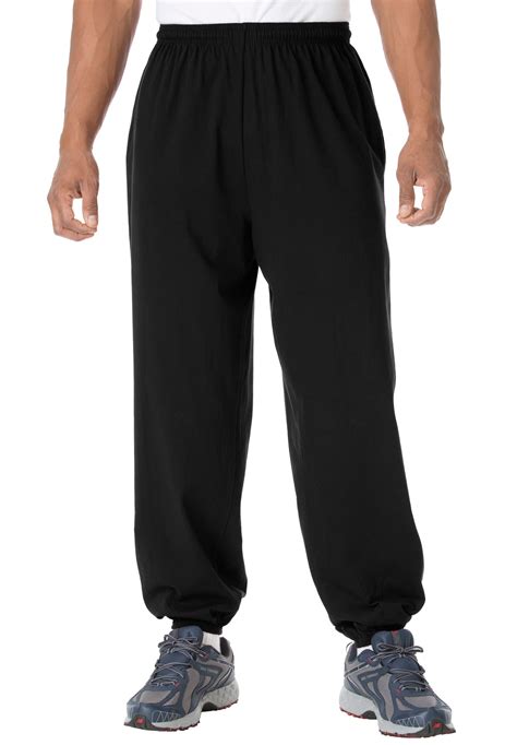 Kingsize - KingSize Men's Big & Tall Lightweight Elastic Cuff Sweatpants - Tall - 3XL, Black ...