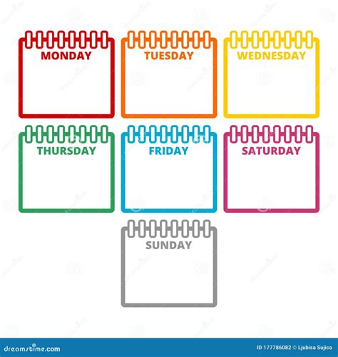 Days of the Week, Calendar Sheets with the Days of the Week Stock Vector - Illustration of ...