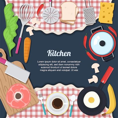 Premium Vector | Background with table and food